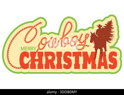 Conception imprimable vectorielle de Noël de cowgirl avec silhouette de botte de cowboy et Noël de cowgirl Illustration de Vecteur