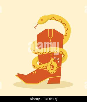 Bottes de cow-boy et chapeau WESTERN. Vector Cowgirl graphique illustration dessinée à la main rodéo vêtements de cowboy isolés sur blanc pour l'impression ou la conception Illustration de Vecteur