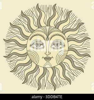 Illustration vectorielle de symbole vintage du soleil Illustration de Vecteur