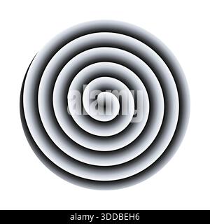 Disque spiralé hypnotique, un disque hypnotique créant une illusion d'optique, une dérive périphérique ou une illusion de mouvement. Spirale d'Archimède avec dégradé de gris. Banque D'Images