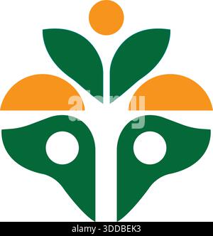 Green Flower Human Care Growth logo Design nature Vector Template icône Illustration de Vecteur
