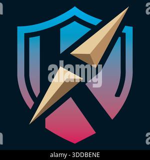 Flèche bouclier logo de protection de la boussole Direction de la conception icône modèle de vecteur Illustration de Vecteur