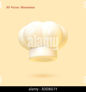Illustration vectorielle 3D d'un chapeau de chef blanc Illustration de Vecteur