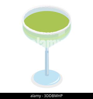 Ensemble 3D Isométrique plat de cocktails, boissons dans différents types de verres. Point 2 Banque D'Images