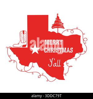 Cowboy Christmas avec botte de Cowboy et lumières de Noël décoration de vacances sur fond vintage de texture d'affiche ancienne. Illustration de Vecteur