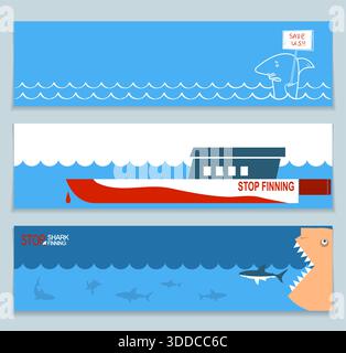 Bannières sur sauver les requins et le monde sous-marin.illustration vectorielle Illustration de Vecteur
