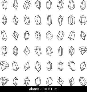 Icônes de cristaux. Pierres précieuses de luxe et cristaux précieux. Pierres précieuses magiques, diamants et cristaux de bijoux. Illustration vectorielle Illustration de Vecteur