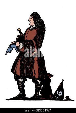 Stede Bonnet, Pirate anglais, dessin historique Banque D'Images
