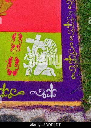 Tapis processionnel le vendredi Saint, Antigua Guatemala, département de Sacatepequez, Guatemala Banque D'Images