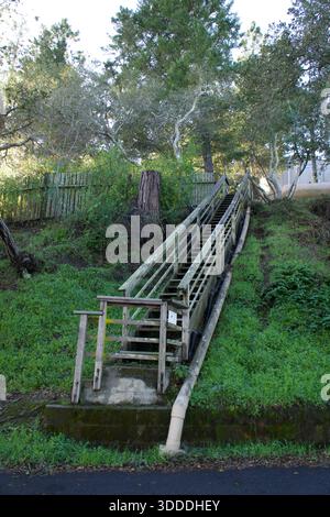 Escalier en bois sur une colline verte en Californie Banque D'Images