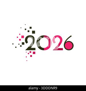 Typographie créative pointillée 2026, vecteur moderne abstrait Illustration de Vecteur