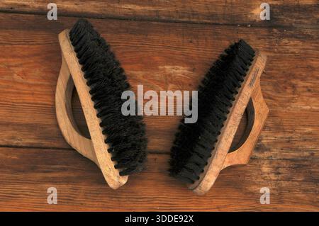 Brosses de nettoyage et de polissage pour bottes et chaussures Banque D'Images