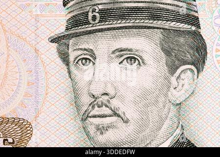Ignacio Carrera Pinto un gros plan de l'argent chilien - Pesos Banque D'Images