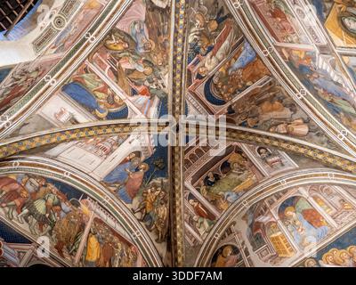 Voûte de la chapelle à l'intérieur du Palazzo Trinci (Foligno, Italie) Banque D'Images