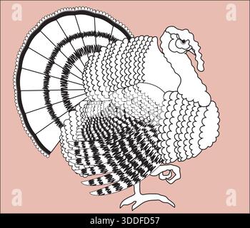 Oiseau de dinde de Thanksgiving pour illustration vectorielle festive de Happy Thanksgiving Day. Cute turkey vecteur est parfait pour les conceptions d'enfants, les impressions, les cartes Illustration de Vecteur