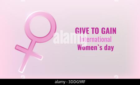 Donnez pour obtenir l'égalité de la Journée internationale de la femme grâce à la générosité Empower. La générosité comme voie vers l'égalité des sexes. Pour les annonces marketing de conception Web et les campagnes sociales. illustration vectorielle. Illustration de Vecteur