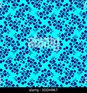 Motif botanique sans couture avec chardon bleu foncé comme des fleurs et des branches sur fond cyan. La disposition tourbillonnante ajoute un flux dynamique pour le textile Banque D'Images
