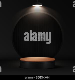 Minima podium étapes et plate-forme de vitrine de produit avec couvertures en bois et doré en forme ronde et carrée. Scènes de podium en bois et plat de vitrine de produit Illustration de Vecteur