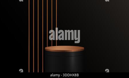 Minima podium étapes et plate-forme de vitrine de produit avec couvertures en bois et doré en forme ronde et carrée. Scènes de podium en bois et plat de vitrine de produit Illustration de Vecteur