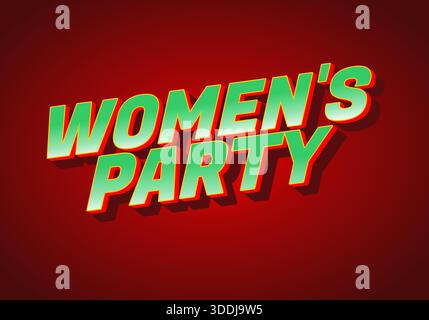 Un motif graphique vibrant avec le texte Womens Party en lettres colorées et audacieuses sur fond rouge. Illustration de Vecteur