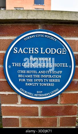 Original Fawlty Towers emplacement et plaque bleue Banque D'Images