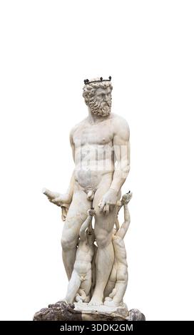 Statues de dieux grecs anciens sculptées sur un fond blanc Banque D'Images