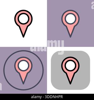 Cette icône d'épingle de localisation polyvalente est parfaite pour les cartes, les applications de navigation et les systèmes GPS. Son design épuré et ses multiples variations le rendent idéal pour var Illustration de Vecteur