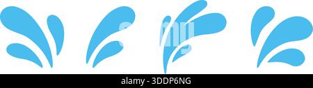 Lot de trois sprays bleus. Formes de transfert liquide de dessin animé pour la décoration, les arrière-plans abstraits et le design créatif Illustration de Vecteur