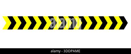 Ruban d'avertissement avec diagonale jaune et noire avec barricade et bandes fléchées dans l'illustration vectorielle graphique, bordure du ruban d'avertissement et bande de sécurité Illustration de Vecteur