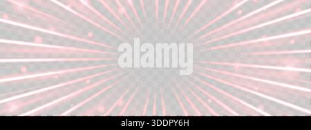 Rayons de vitesse radiale, flux de néon lumineux, effet de zoom dans le mouvement, lignes de vitesse de lueur rouge, traînées de lumière colorées, bandes de perspective arrière-plan abstrait Illustration de Vecteur