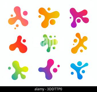 Définir la forme ronde gradient blob forme organique. Collection abstraite irrégulière blob. Eléments déformés sous forme liquide. Illustration de Vecteur