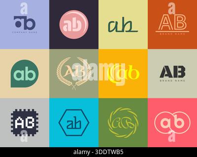 Modèle d'entreprise avec logo AB. Logotype lettre a et b. Définissez différents lettrage serif classique et texte audacieux moderne avec des éléments de design. Typog. Police initiale Illustration de Vecteur