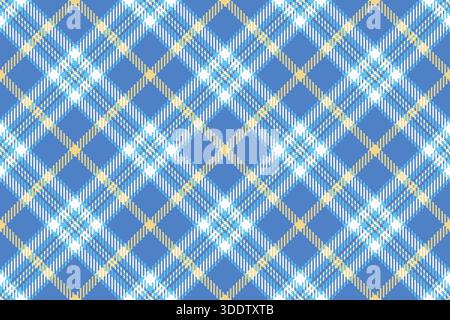 Livre vecteur vérifier tartan, plaid sans couture en tissu d'été. Motif de fond de texture textile courbe dans la palette de couleurs bleu et cyan. Illustration de Vecteur