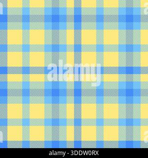 Motif à carreaux joyeux dans des bleus pastels et jaunes. Un design classique pour les textiles, les arrière-plans ou les projets créatifs fantaisistes. Polyvalent, lumineux et Illustration de Vecteur