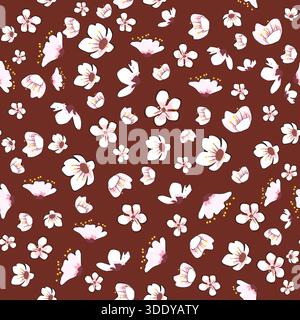 Fleurs de floraison printanière branche Sakura Cherry motif sans couture Illustration de Vecteur