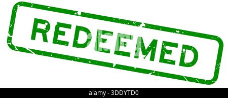 Grunge vert racheté mot carré tampon de joint en caoutchouc sur fond blanc Illustration de Vecteur