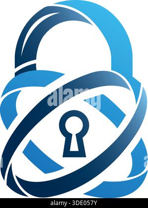 Icône modèle vectoriel de technologie de conception de logo de cadenas Circle Secure Illustration de Vecteur