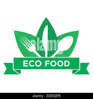 Modèle de logo végétarien, logo de restaurant, logo de nourriture naturelle Illustration de Vecteur