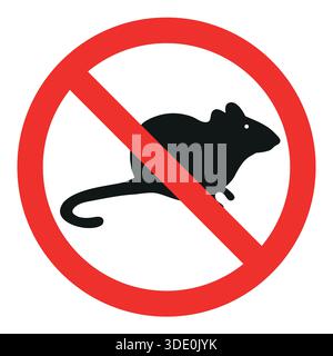 pas de signe de rat en cercle rouge barré sur fond blanc Illustration de Vecteur