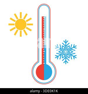 Temps chaud et froid. Icône de thermomètre sur fond blanc Illustration de Vecteur