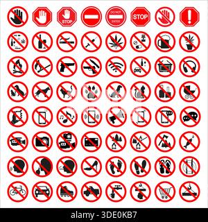 Ensemble d'illustrations de divers panneaux d'interdiction Illustration de Vecteur