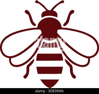 Abeille illustrée avec des rayures distinctives isolées sur fond blanc Illustration de Vecteur