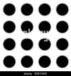 Collection vectorielle de forme décorative géométrique abstraite. Formes décoratives noires minimales disposées dans une mise en page organisée, adaptées à la marque. Illustration de Vecteur