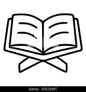 Livre ouvert minimaliste sur une illustration vectorielle de stand, symbolisant la connaissance et la foi. Illustration de Vecteur