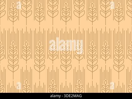 Fond de modèle de têtes de grains d'orge céréalière et de blé. Pour les bannières agricoles, les emballages de céréales, les étiquettes nutritionnelles, ou les aliments agricoles, les étiquettes de pain, marque agricole ou produit de petit déjeuner Illustration de Vecteur