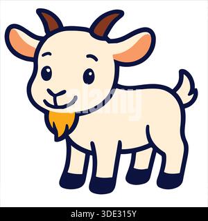 Cute Cartoon Goat illustration animal Clipart Illustration de Vecteur