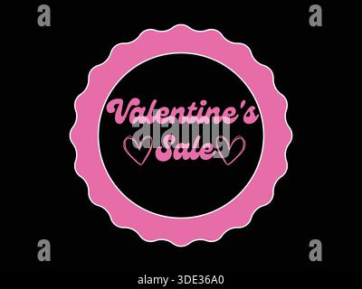 Autocollant rose de Saint-Valentin festonné pour la vente au détail Illustration de Vecteur