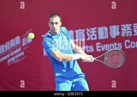 Hong Kong. 5 janvier 2026. Laslo Djere, joueur de tennis serbe, lors d'un match au Hong Kong Tennis Open (WTA 250) le 5 janvier 2026 à Hong Kong. (Photo de Kobe Li/Nexpher images) crédit : Nexpher images Limited/Alamy Live News Banque D'Images
