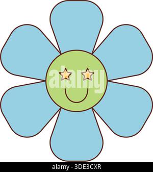 Groovy Retro Flower Smile Cartoon Illustration de Vecteur