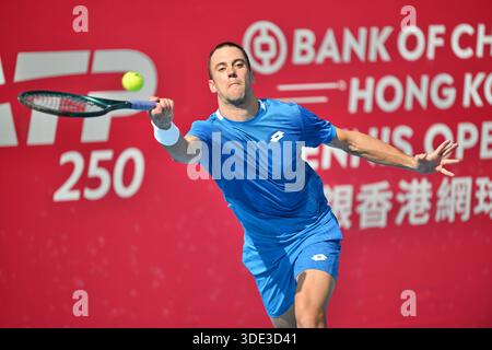 Hong Kong. 5 janvier 2026. Laslo Djere, joueur de tennis serbe, lors d'un match au Hong Kong Tennis Open (WTA 250) le 5 janvier 2026 à Hong Kong. (Photo de Kobe Li/Nexpher images) crédit : Nexpher images Limited/Alamy Live News Banque D'Images